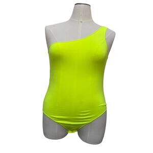 FLAWED NWT SKIMS Essential One Shoulder Bodysuit Size 4X 5X Green Highlighter